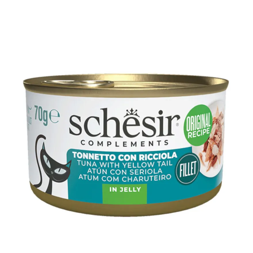 Schesir Atún con Seriola en Gelatina lata para gatos