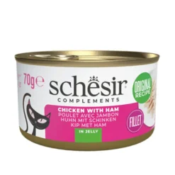 Schesir Filetes de Pollo con Jamón en Gelatina lata para gatos