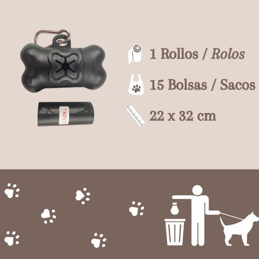 TK Pet Dispensador Bolsitas Rollo Negro para perros