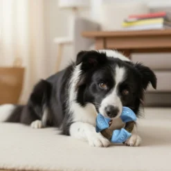 Tootoy! Anillo Mordedor Dental Azul y Marrón para perros