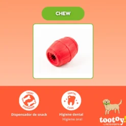 Tootoy! Barril Portagolosinas de Goma Rojo para perros