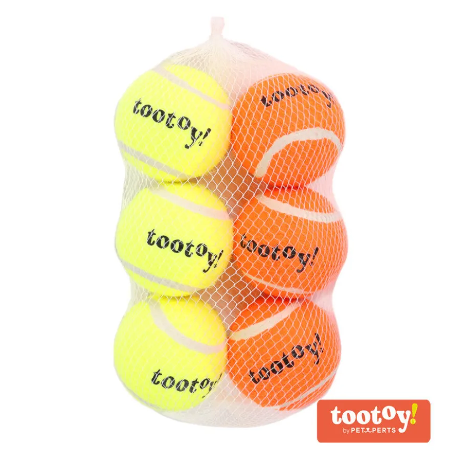 Tootoy! Chase Six Squeaker Ball pack de pelotas de tenis para perros