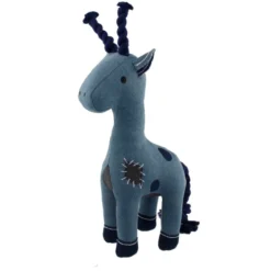 Tootoy! Comfort Denim Giraffe peluche con sonido y cuerda para perros