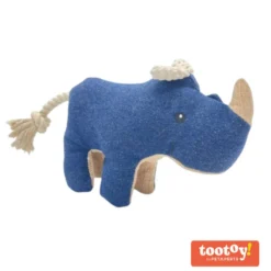 Tootoy! Comfort Denim Rhino peluche con sonido para perros