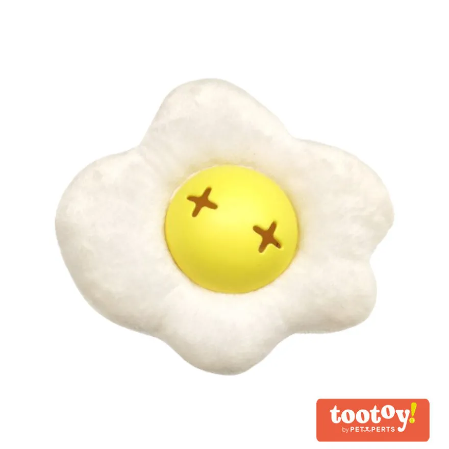 Tootoy! Comfort Fried Egg Cuddler peluche portagolosinas para perros