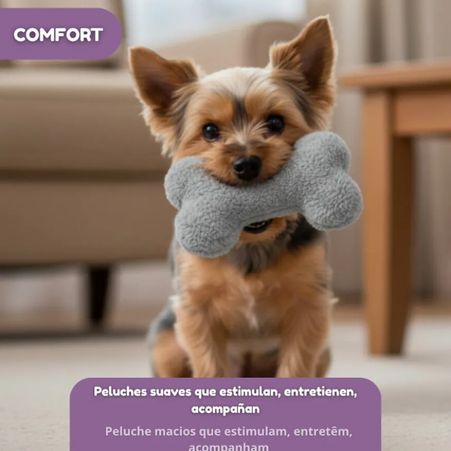 Tootoy! Hueso de Peluche con Sonido Gris para perros