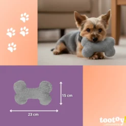 Tootoy! Hueso de Peluche con Sonido Gris para perros