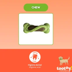 Tootoy! Hueso Mordedor Dental Verde y Marrón para perros