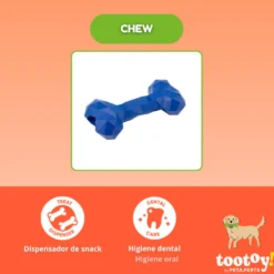 Tootoy! Hueso Portagolosinas de Goma Azul para perros