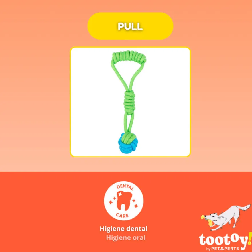 Tootoy! Modedor para Tirar de Cuerda con Pelota Verde y Azul para perros