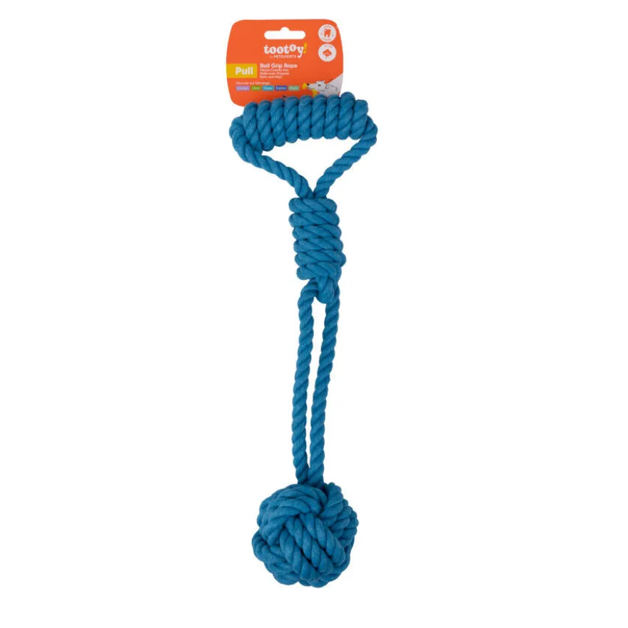Tootoy! Modedor para Tirar de Cuerda con Pelota Azul para perros