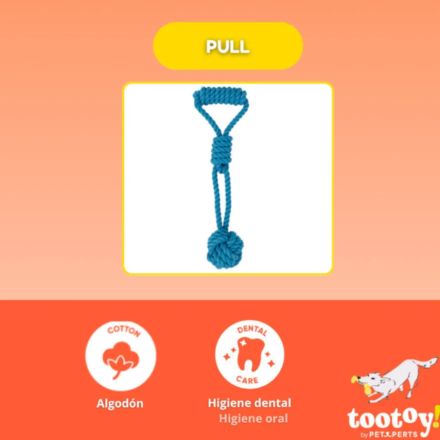 Tootoy! Modedor para Tirar de Cuerda con Pelota Azul para perros