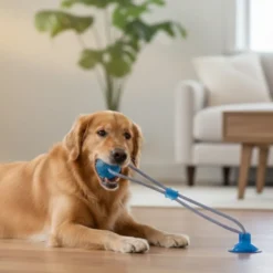 Tootoy! Mordedor de Cuerda con Pelota y Ventosa Azul para perros