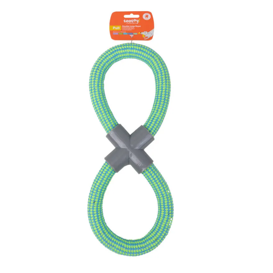 Tootoy! Mordedor de Cuerda Doble Azul y Verde para perro