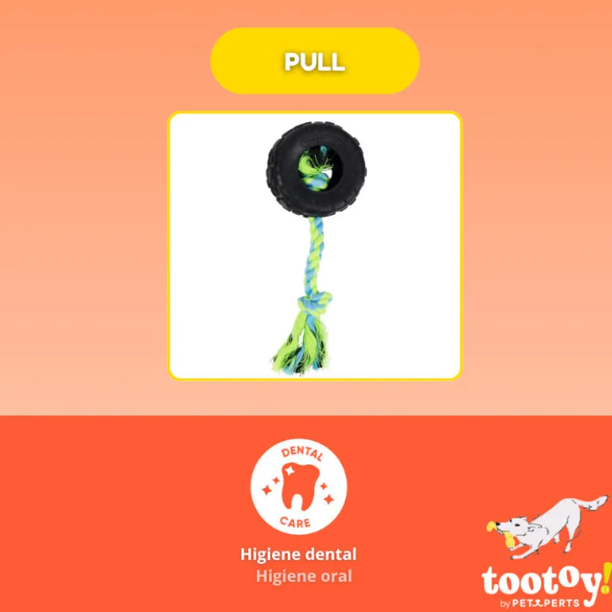 Tootoy! Mordedor Neumático de Goma con Cuerda para perros