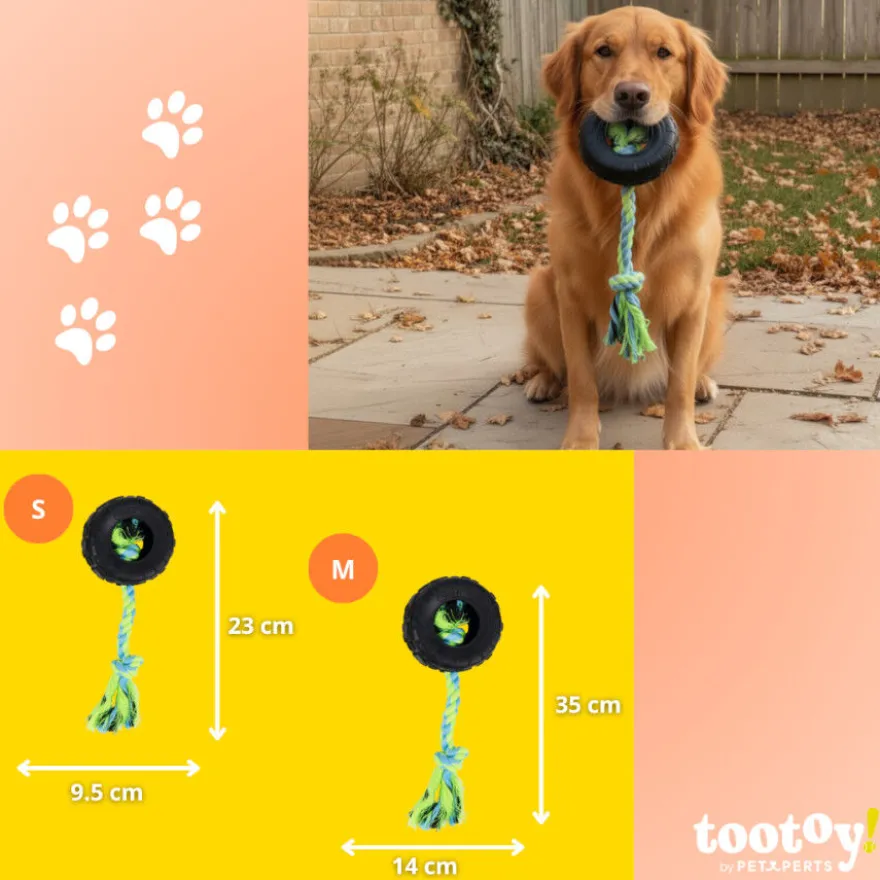 Tootoy! Mordedor Neumático de Goma con Cuerda para perros