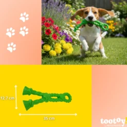 Tootoy! Mordedor Rubber Bold Knot de Goma Verde para perros