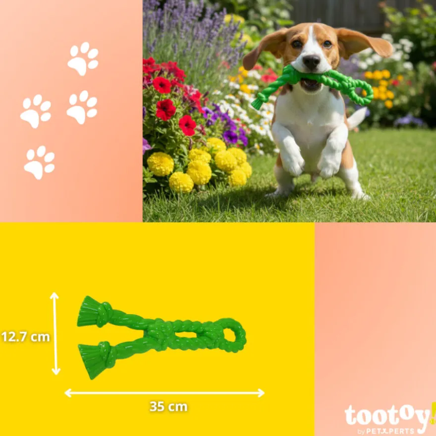 Tootoy! Mordedor Rubber Bold Knot de Goma Verde para perros
