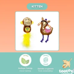 Tootoy! Peluches con Catnip Monkey & Alpaca para gatitos
