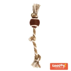 Tootoy! Pull RopeTennisball Natural pelota de tennis con cuerda para perros