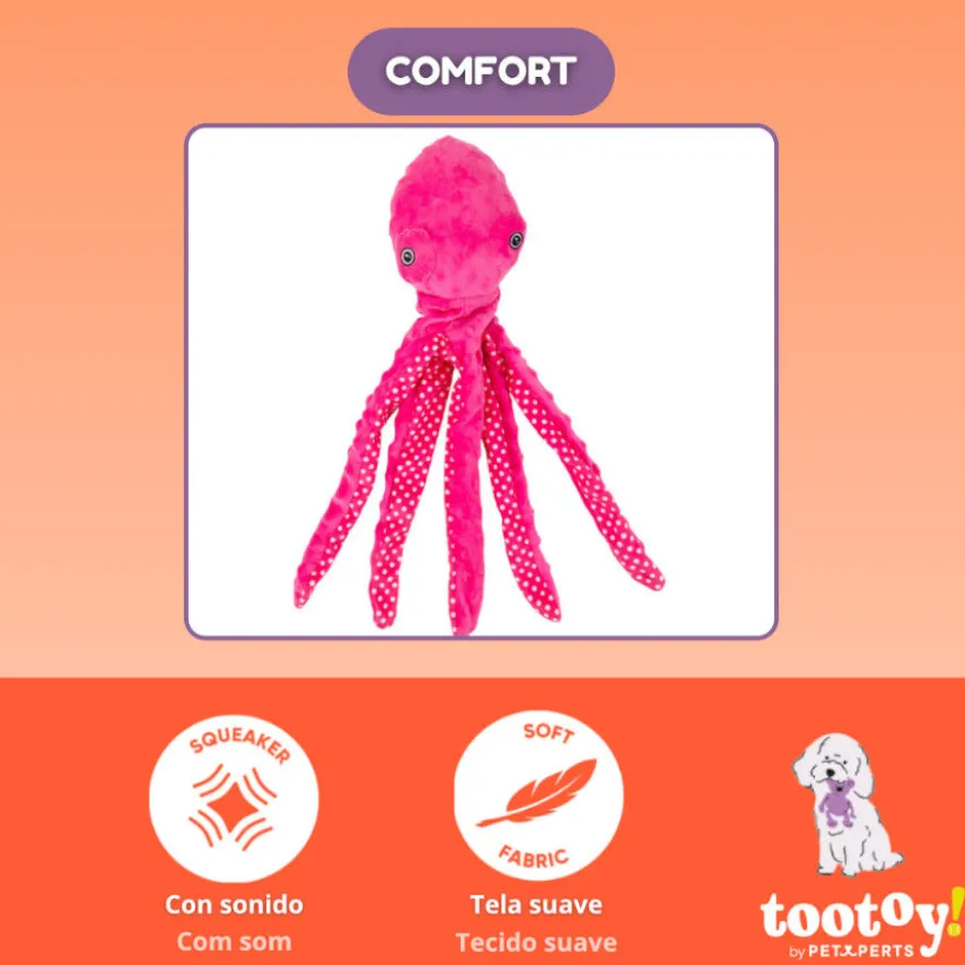 Tootoy! Pulpo de Peluche con Sonido Rosa para perros