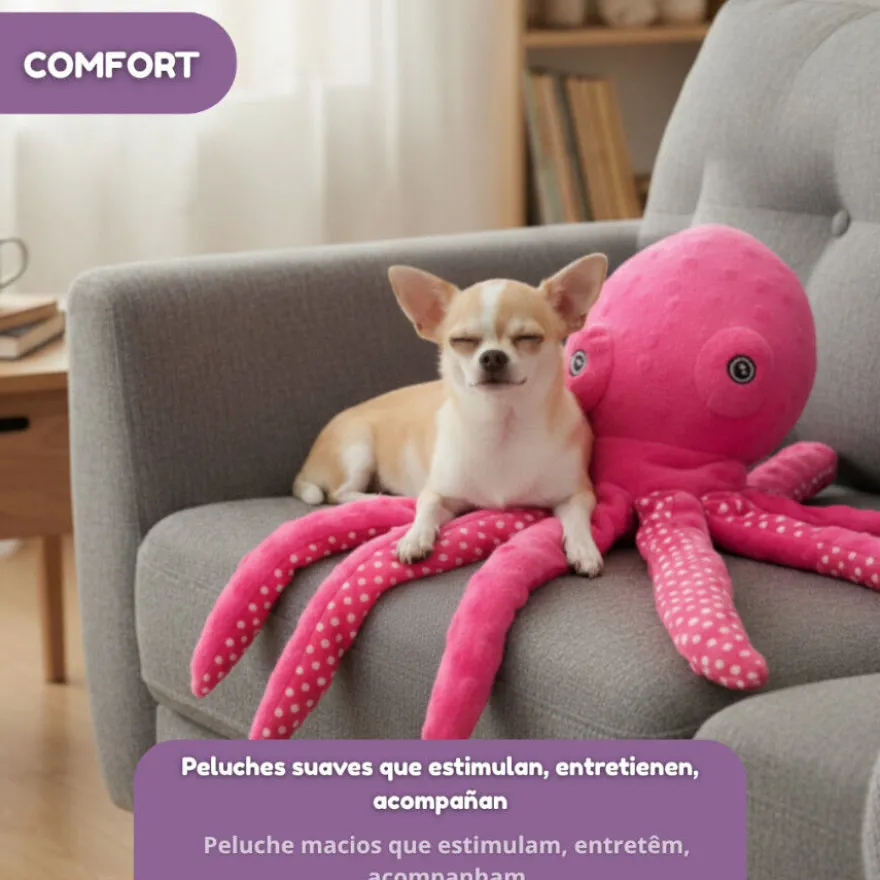 Tootoy! Pulpo de Peluche con Sonido Rosa para perros