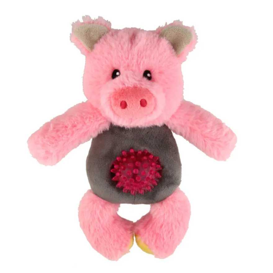 Tootoy! Puppy Multitexture Pink Pig Cuddler peluche para perros