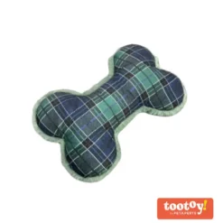Tootoy! Tartan Bone Cuddler Blue Hueso de Peluche para perros