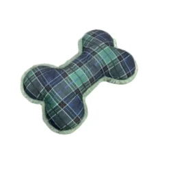 Tootoy! Tartan Bone Cuddler Blue Hueso de Peluche para perros