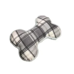 Tootoy! Tartan Bone Cuddler Grey Hueso de Peluche para perros