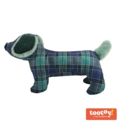 Tootoy! Tartan Dog Cuddler Blue Peluche para perros salchicha