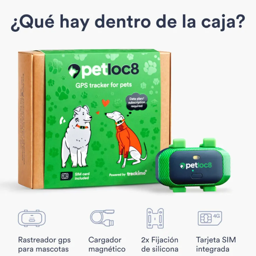 Trackimo Localizador GPS Petloc8 4G para perros y gatos