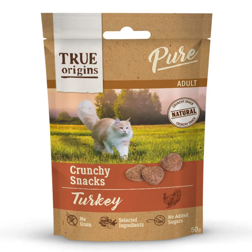 True Origins Pure Bocaditos Adult Crunchy de Pavo para gatos