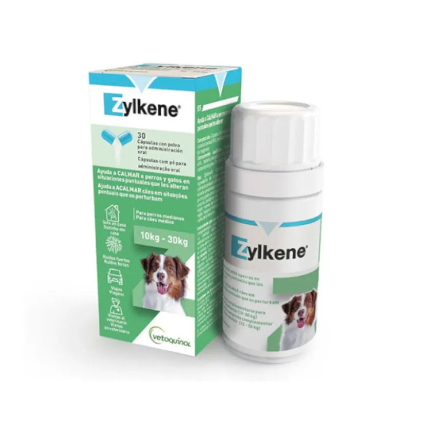Vetoquinol Zylkene suplemento natural calmante en cápsulas para perros y gatos