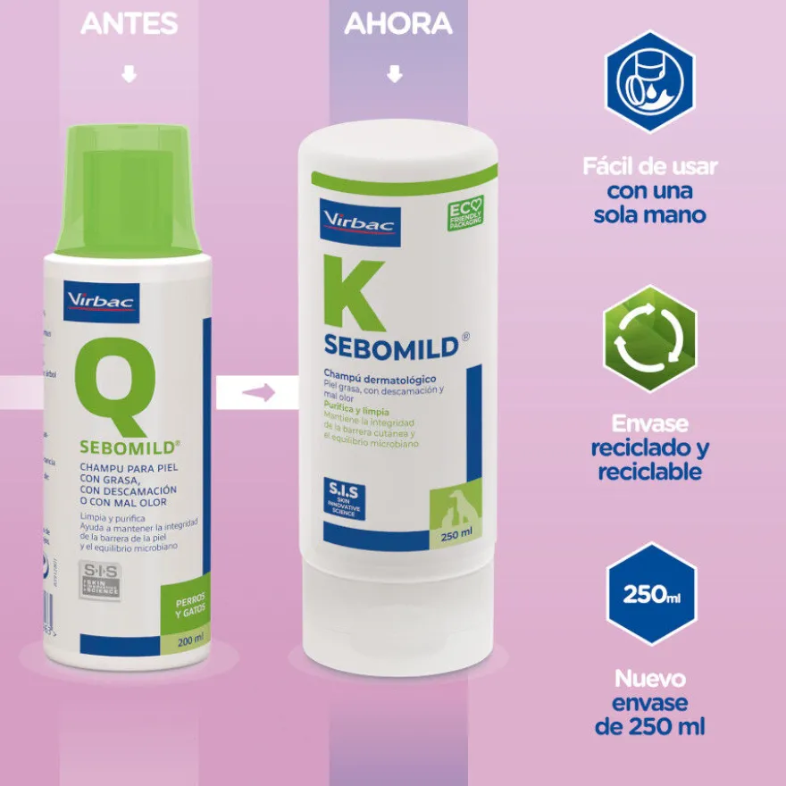 Virbac Sebomild Champú para pieles grasas en perros y gatos