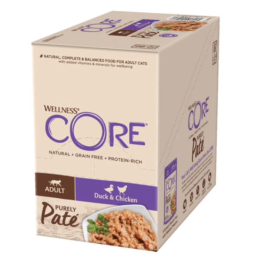 Wellness Core Adult Purely Pato y Pollo en Paté sobre para gatos