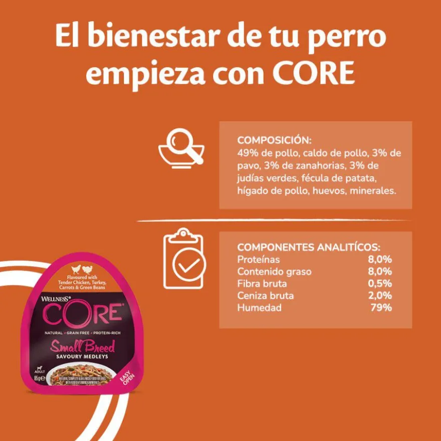 Wellness Core Small Breed Grain Free Pollo y Pavo Tarrina para perros