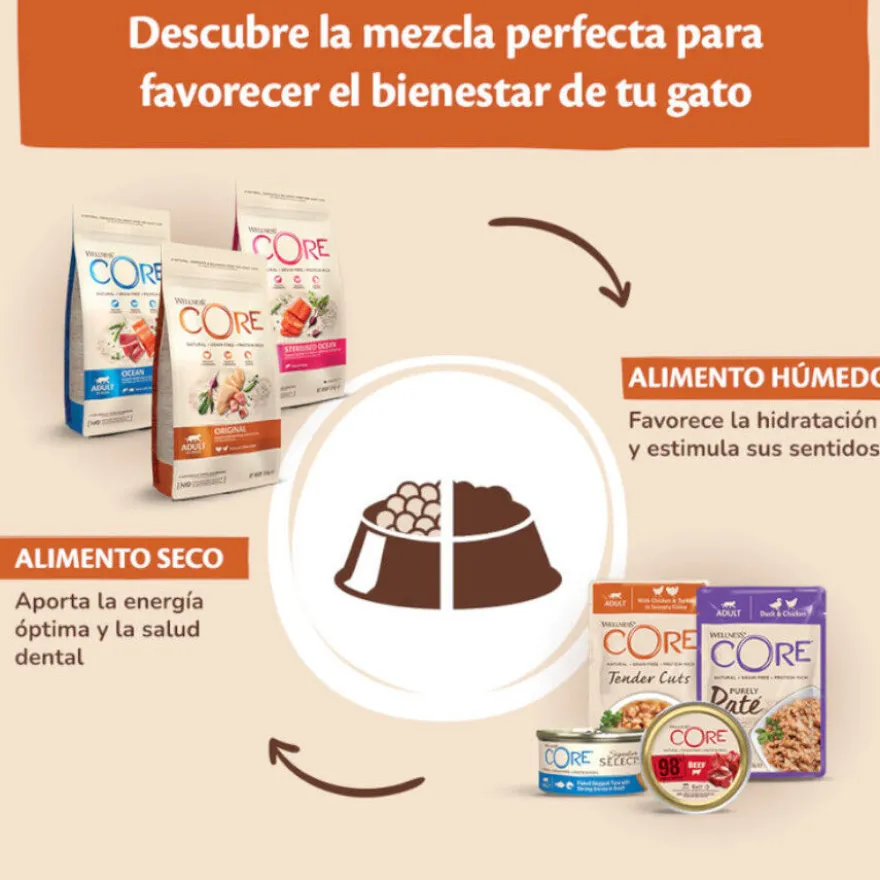 Wellness Core Tender Cuts atún sobre en salsa para gatos