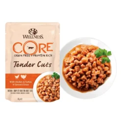 Wellness Core Tender Cuts pollo y pavo sobre en salsa para gatos