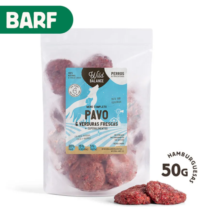 Wild Balance Menú Barf pavo con verduras comida congelada para perros