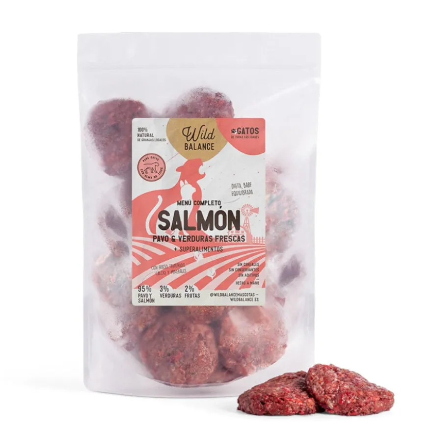 Wild Balance Menú Barf salmón pavo y verduras comida congelada para gatos