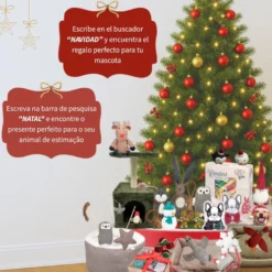 Wonder Christmas Cama Navideña Marrón y Roja para perros