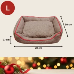 Wonder Christmas Cama Navideña Marrón y Roja para perros