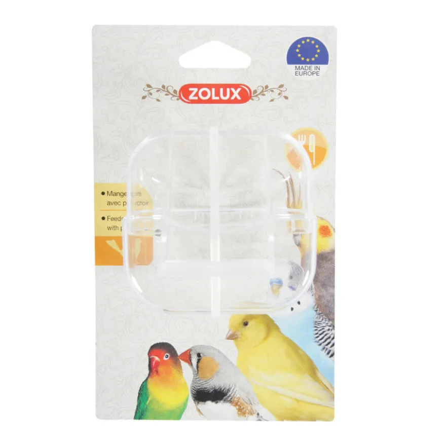 Zolux Comedero con Posadero Transparente para pájaros