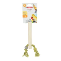 Zolux percha de madera con cuerdas para pájaros